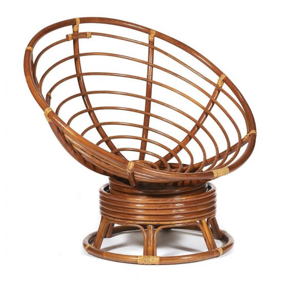 Кресло-качалка PAPASAN-ПАПАСАН w 23-01 B -с подушкой- 115х78х104 см, Pecan (орех), ткань Оранжевый,