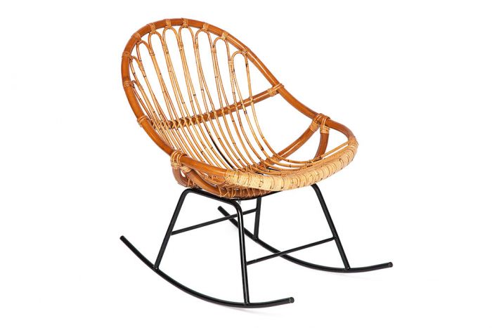 Кресло-качалка Secret De Maison Petunia (mod. 01 5088 RC SP KD-1-1 ) натуральный ротанг-металл, 80х61х80см, светлый мед-черный