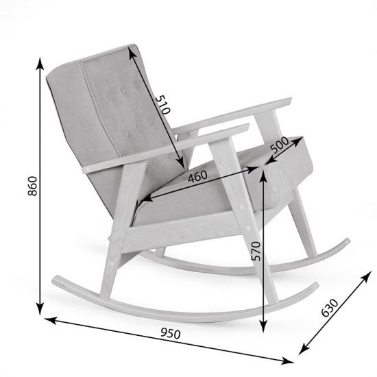Кресло-качалка РЕТРО (беленый дуб - 02 - светло-серый)