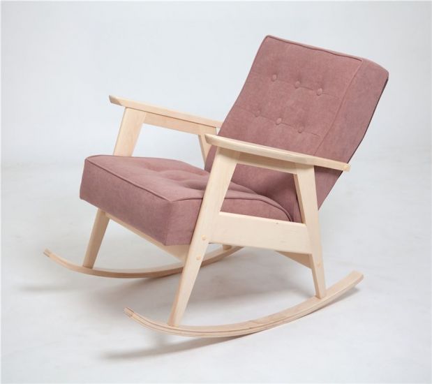 Кресло-качалка РЕТРО (беленый дуб - RS 12 - розовый)