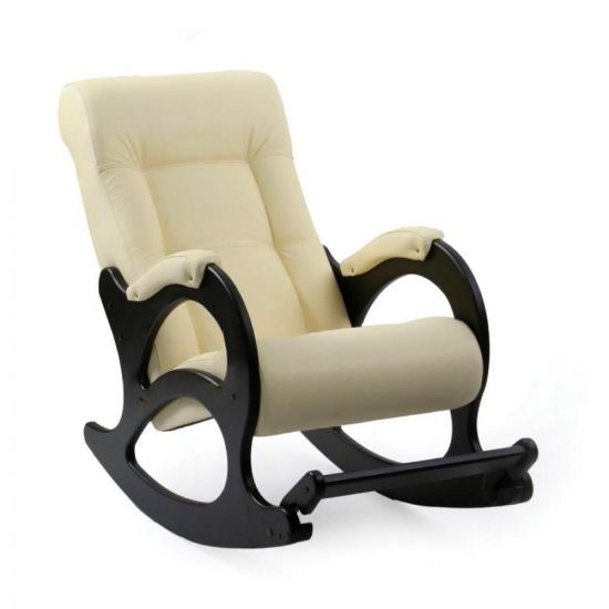 Кресло-качалка с подножкой 44, обивка Verona Vanilla, каркас венге без лозы