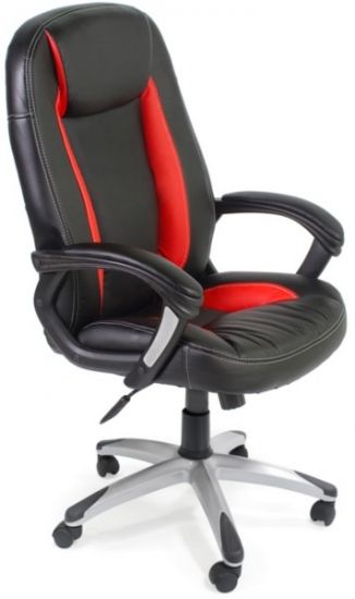 Кресло BRINDISI кож-зам, черный-красный-черный перфорированный, 36-6-36-161-36-6-06