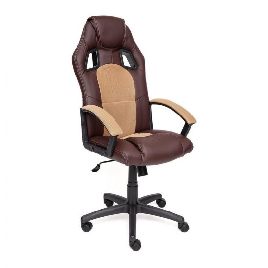 Кресло DRIVER кож-зам-ткань, коричневый-бронзовый, 36-36-21