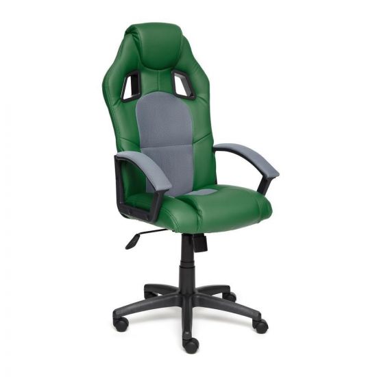 Кресло DRIVER кож-зам-ткань, зеленый-серый, 36-001-12