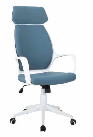 Кресло GRACE белый, ткань, голубой, 56