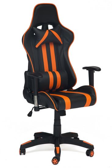 Кресло iCar кож-зам, черный-оранжевый