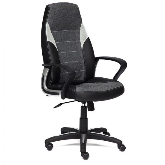 Кресло INTER кож-зам-ткань, черный-серый-серый, 36-6-207-14