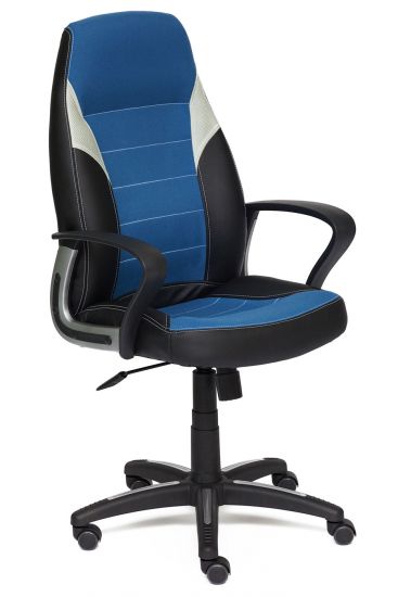 Кресло INTER кож-зам-ткань, черный-синий-серый, 36-6-С24-14