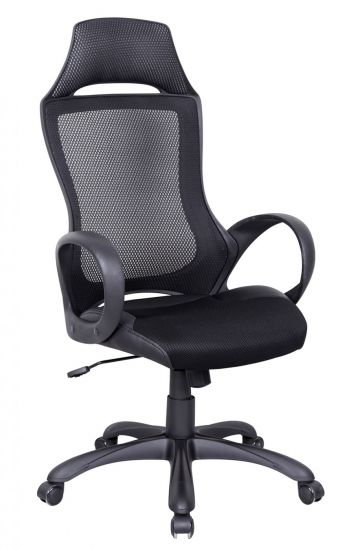 Кресло MESH-3 ткань, кож-зам, черный