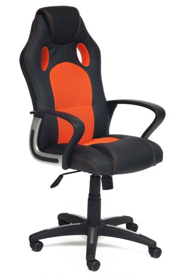 Кресло RACER GT кож-зам-ткань, черный-оранжевый, 36-6-07