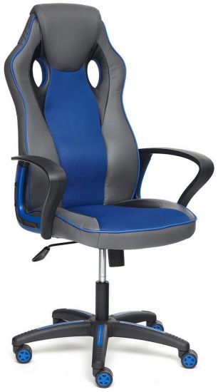 Кресло RACER кож-зам-ткань, металлик-синий, 36-10