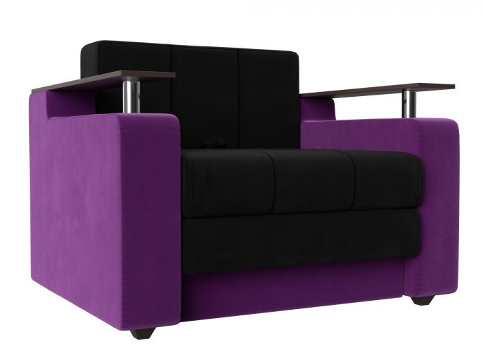 120461 Кресло-кровать Мираж | Микровельвет | Черный | Фиолетовый
