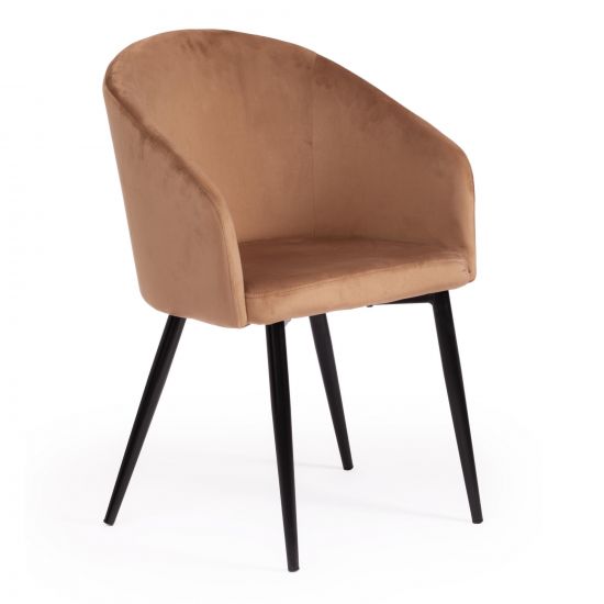 Кресло LA FONTAIN (mod. 004) - 1 шт. в упаковке вельвет-металл, 60 х 57 х 84 см , коричневый (HLR11)-черный