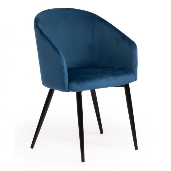 Кресло LA FONTAIN (mod. 004) - 1 шт. в упаковке вельвет-металл, 60 х 57 х 84 см , синий (HLR 63)-черный