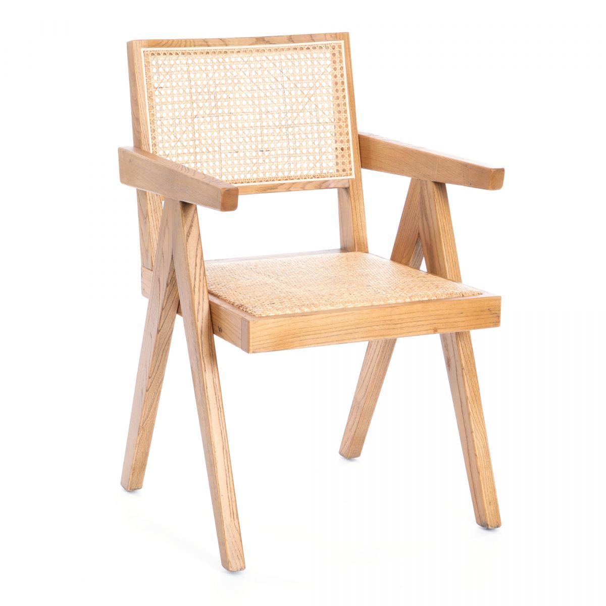 Кресло LOKI дерево вяз-ротанг, Груша (№3), 50х50х84 см