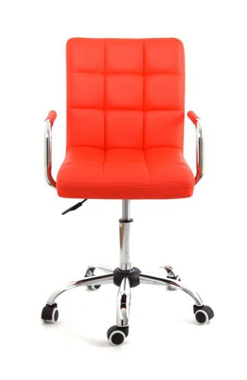 Кресло Мастера AUGUSTO с подлокотниками (PU RED - Хром) КОМБИНИРОВАННЫЙ