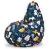 Кресло -мешок XXL жаккард арт.bs747, разноцветный (Коты непоседы) 85х85х125 - 7