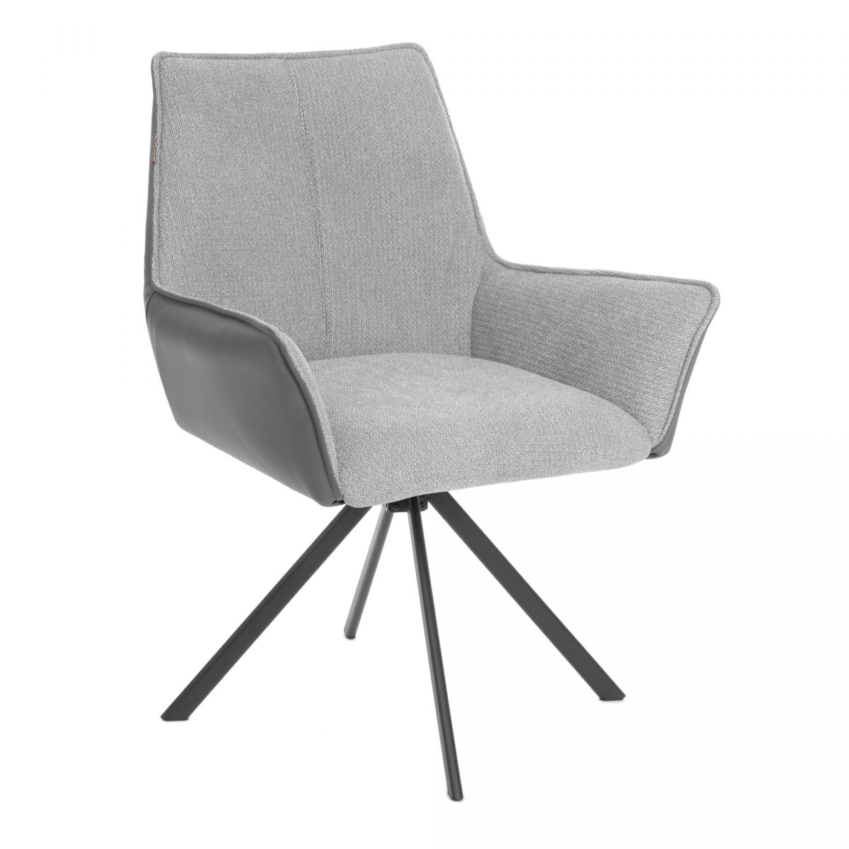 Кресло Murano-Мурано опора 360, велюр-букле (HYP)-Экокожа, светло-серый-графит