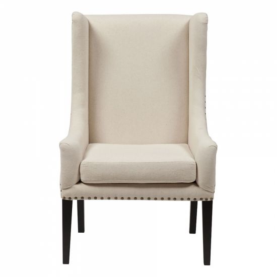 Кресло Nailhead Fabric Armchair Белый Лен