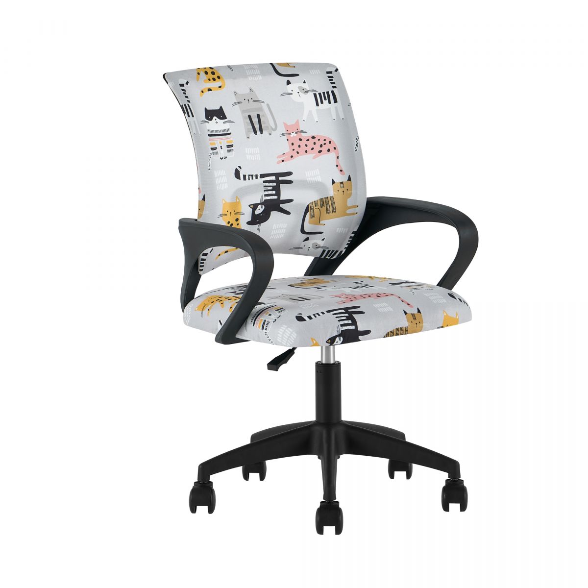 Кресло офисное TopChairs Simple SN Junior принт Blue Cats пластик черный