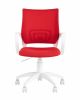 Кресло офисное Topchairs ST-BASIC-W спинка белая сетка сиденье красная ткань крестовина белый пластик - 3