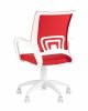 Кресло офисное Topchairs ST-BASIC-W спинка белая сетка сиденье красная ткань крестовина белый пластик - 6