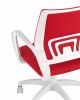 Кресло офисное Topchairs ST-BASIC-W спинка белая сетка сиденье красная ткань крестовина белый пластик - 7