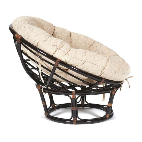 Кресло "PAPASAN" 23-01 W -с подушкой- Antique brown (античный черно-коричневый), ткань Старт