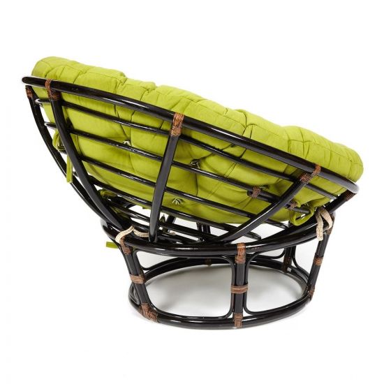 Кресло "PAPASAN" 23-01 W -с подушкой- Antique brown (античный черно-коричневый), флок Олива, 23