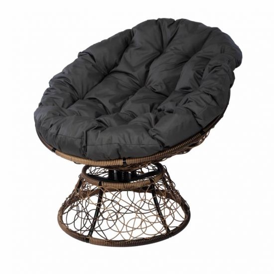 Кресло Papasan с пружиной, цвет плетения светло-коричневый, цвет подушки серый