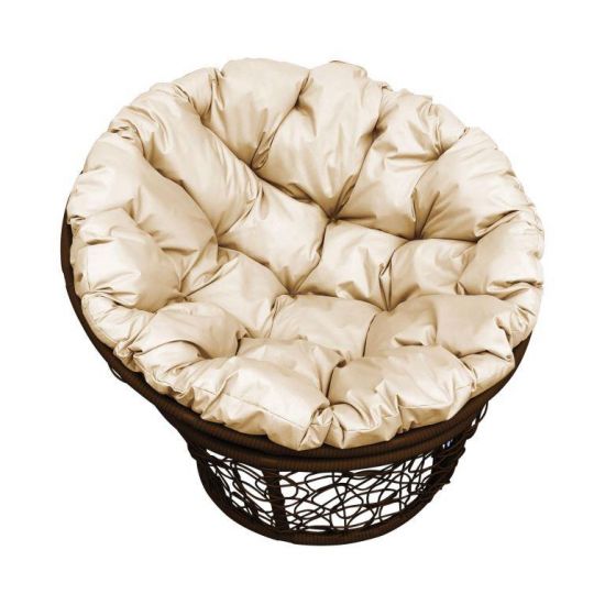 Кресло Papasan, цвет плетения коричневый, цвет подушки бежевый