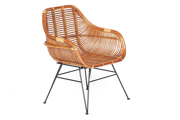 Кресло Secret De Maison Pitaya (mod. 01 5089 SP KD-1-1) натуральный ротанг-металл, 80х66х64см, светлый мед-черный