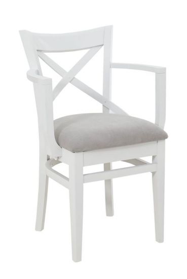Кресло полумягкое "Соло" венское (Тон 9 Эмаль белая - ткань:Вивальди 06)