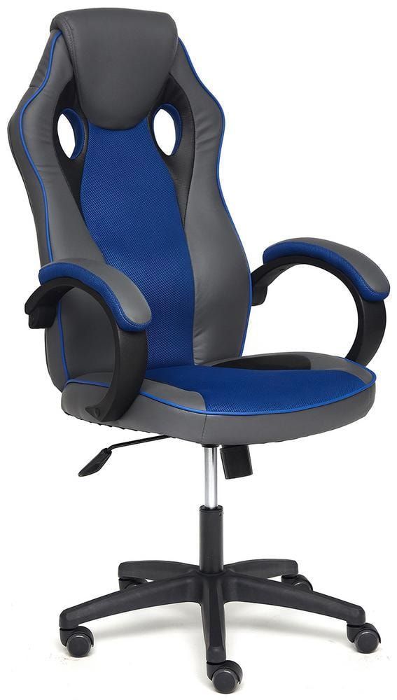 Кресло RACER GT new кож-зам-ткань, металлик-синий, 36-10