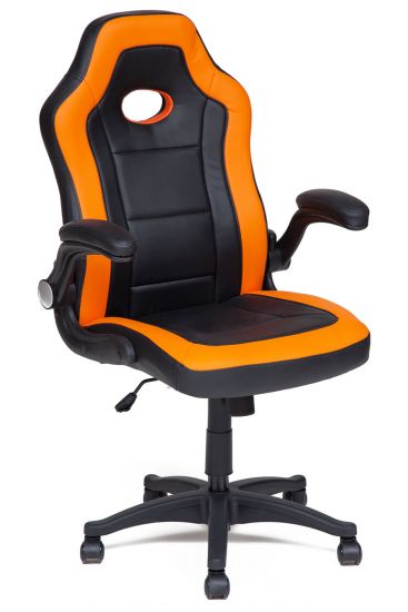 Кресло DENTON искусственная кожа, black-orange - черный-оранжевый