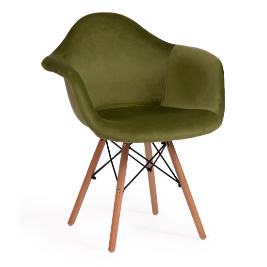 Кресло Secret De Maison CINDY SOFT (EAMES) (mod. 101) дерево береза-металл-мягкое сиденье-ткань, 61 х 60 х 80 см , зеленый (HLR 54)-натуральный
