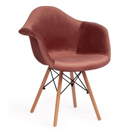 Кресло Secret De Maison CINDY SOFT (EAMES) (mod. 101) дерево береза-металл-мягкое сиденье-ткань, 61 х 60 х 80 см , коралловый (HLR 44)-натуральный