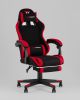 Кресло спортивное TopChairs Prophet с оттоманкой ткань черно-красный - 2