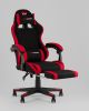 Кресло спортивное TopChairs Prophet с оттоманкой ткань черно-красный - 6