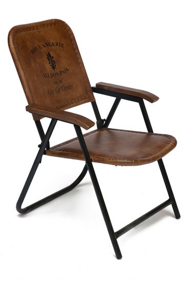 Кресло складное Secret De Maison TAKOMA ( mod. 2111 ) металл-кожа буйвола, 57*73*88 см, Античный светлый