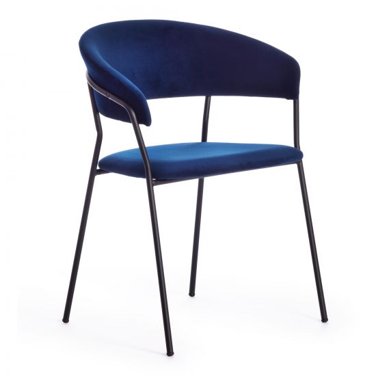Кресло TURIN (mod. 0129571) металл-вельвет, 56х50х78 см, темно-синий S108 (117 DARK BLUE)-черный