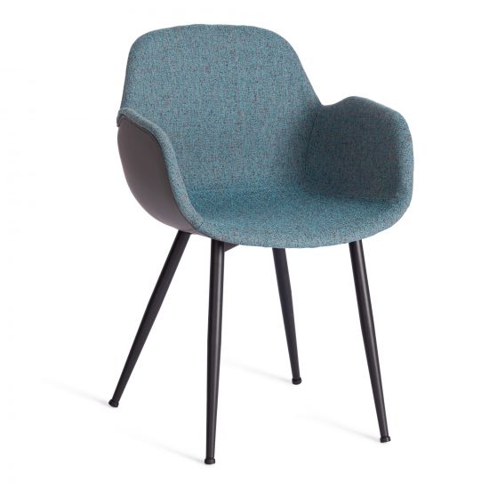 Кресло VALENTINO (mod. PC45-2) - 1 шт. в упаковке металл-экокожа-ткань, 55 х 58 х 81 см, Turquoise (бирюзовый)-Grey (серый)-чёрный