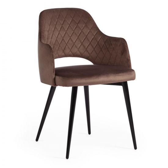Кресло VALKYRIA (mod. 711) - 1 шт. в упаковке ткань-металл, 55х55х80 см, высота до сиденья 48 см, коричневый barkhat 12-черный