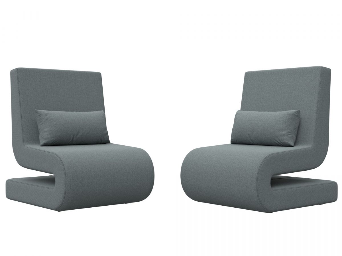 125043 Кресло Волна (2 шт.) | рогожка | амур серый