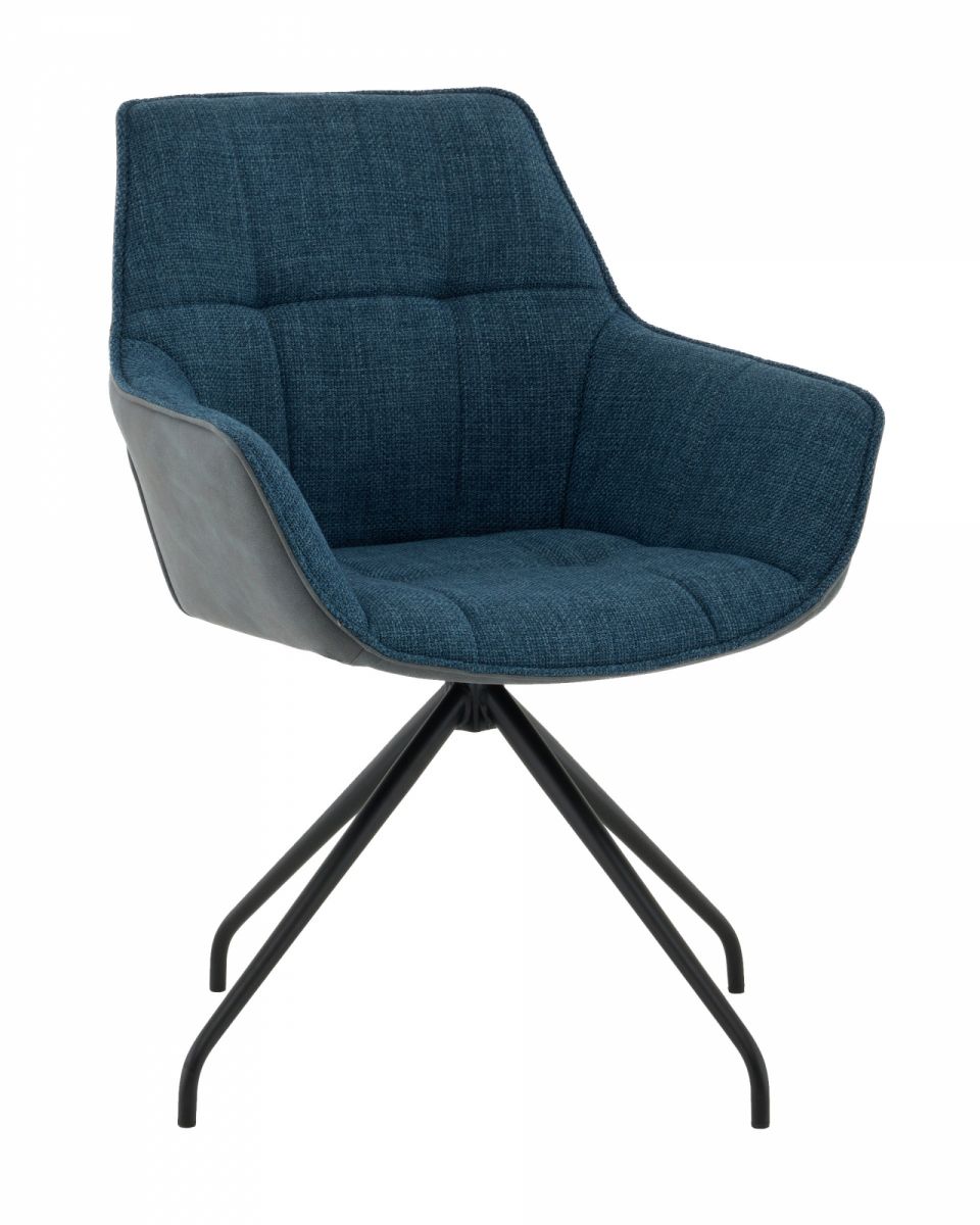 Кресло вращающееся Кимберли рогожка, замша синий