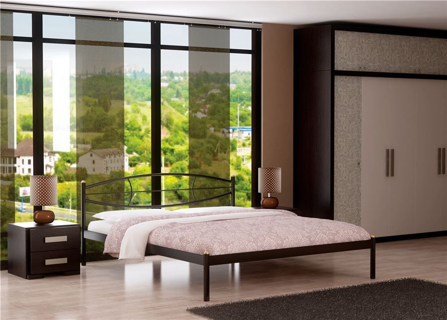 Кровать Аура чёрная с матрасом Дрема Etalon струтто 140Х200