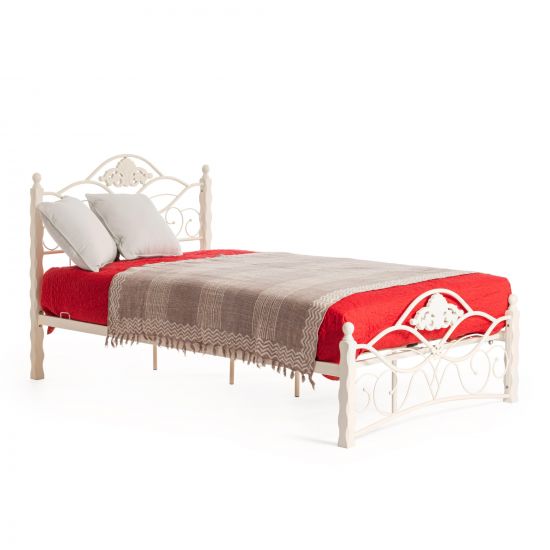 Кровать CANZONA Wood slat base дерево гевея-металл, 140*200 см (Double bed), Белый (butter white)