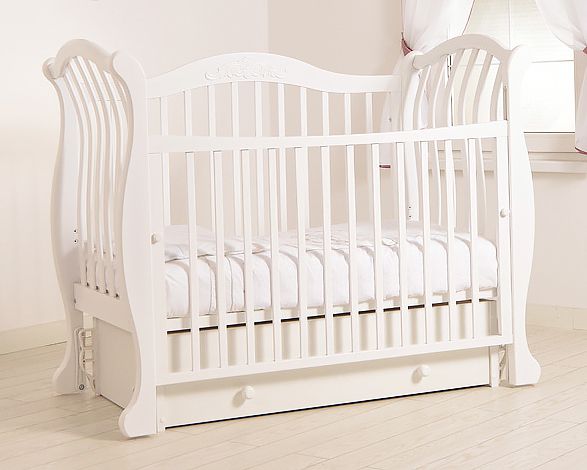 Кровать детская К-2002-31м "Габриэлла" Люкс маятник универсальный (белый)