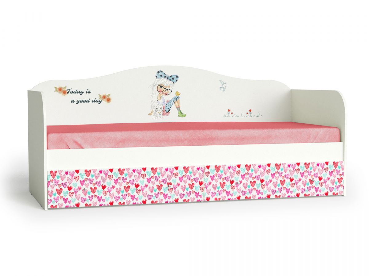 Кровать "Девочки", Белый шёлк