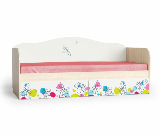 Кровать для детской "Цветы" шимо светлый